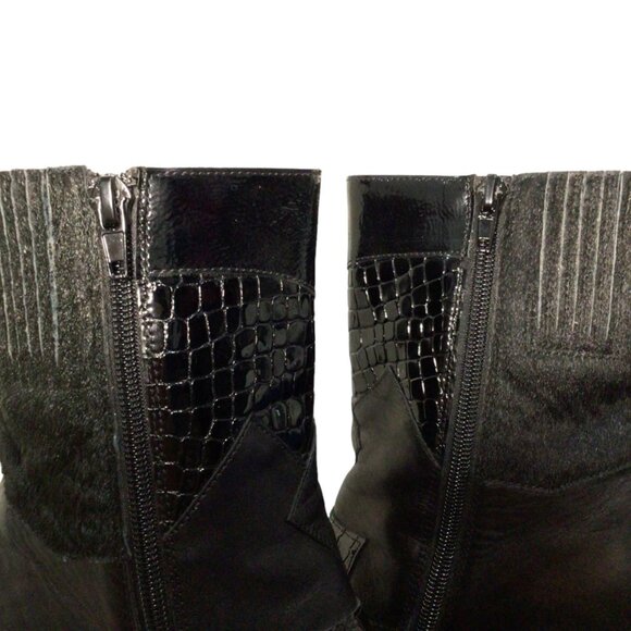 JEFFREY CAMPBELL 8.5 Maximal LC Platform Bootie Square Toe Patchwork Exotic Boot - Picture 8 of 12